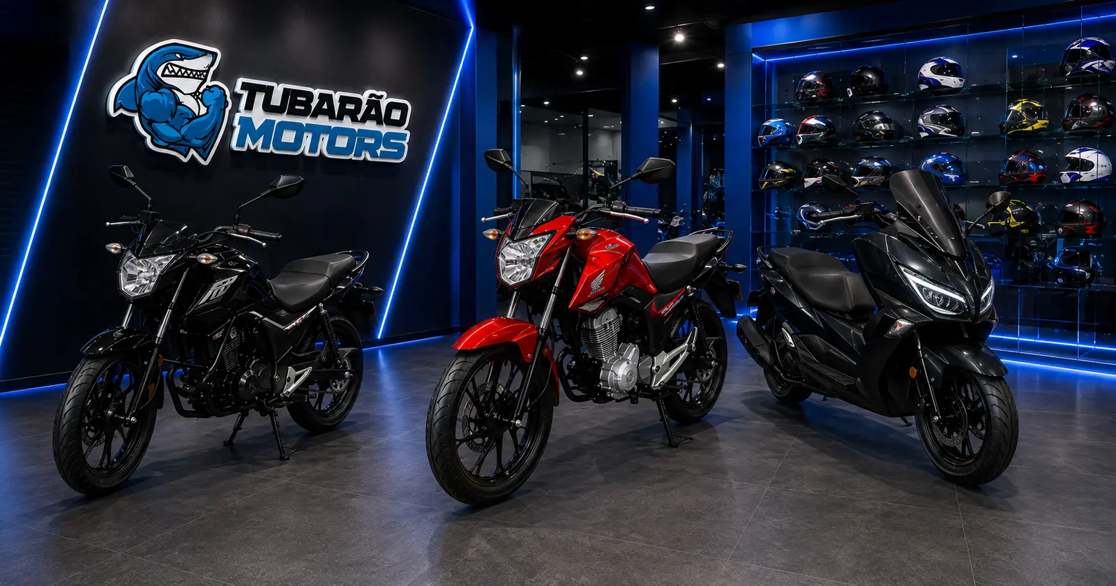 Motos disponíveis para locação no showroom